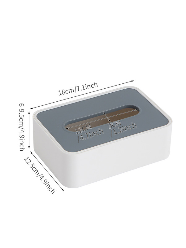 Desktop Tissue Box Height-Adjustable Storage Box for Home Living Room And Dining Room-White - Image 4