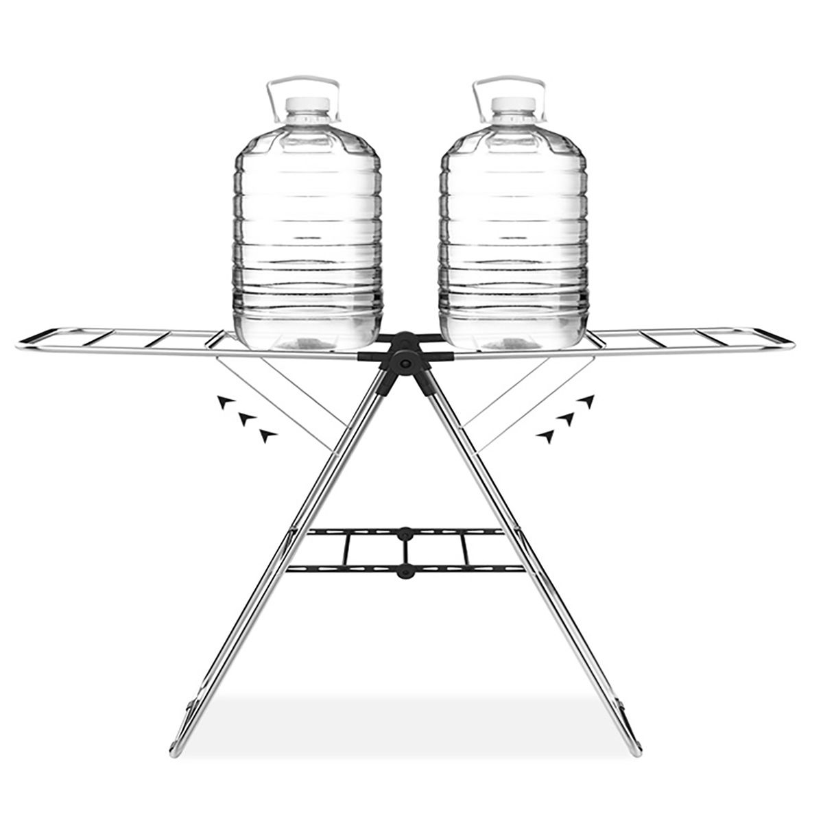 Stainless Steel Floor-Standing Folding Wing-Shaped Drying Rack-Silver - Image 6