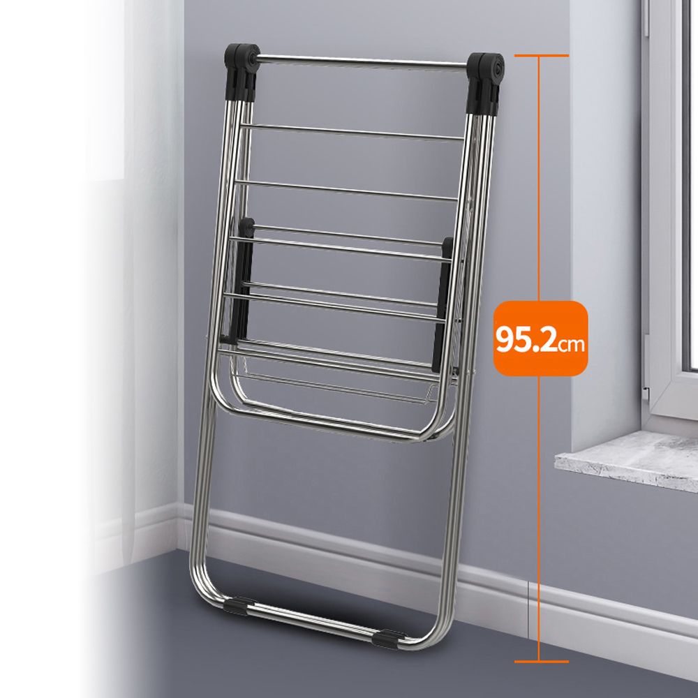 Stainless Steel Floor-Standing Folding Wing-Shaped Drying Rack-Silver - Image 8
