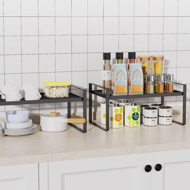 Kitchen Countertop Layered Storage Rack-Black - Image 4