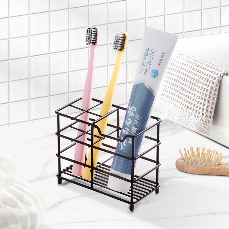Four-section Toothpaste and Toothbrush Holder-Black - Image 2
