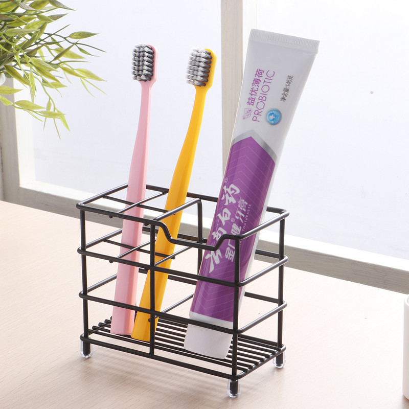 Four-section Toothpaste and Toothbrush Holder-Black - Image 4
