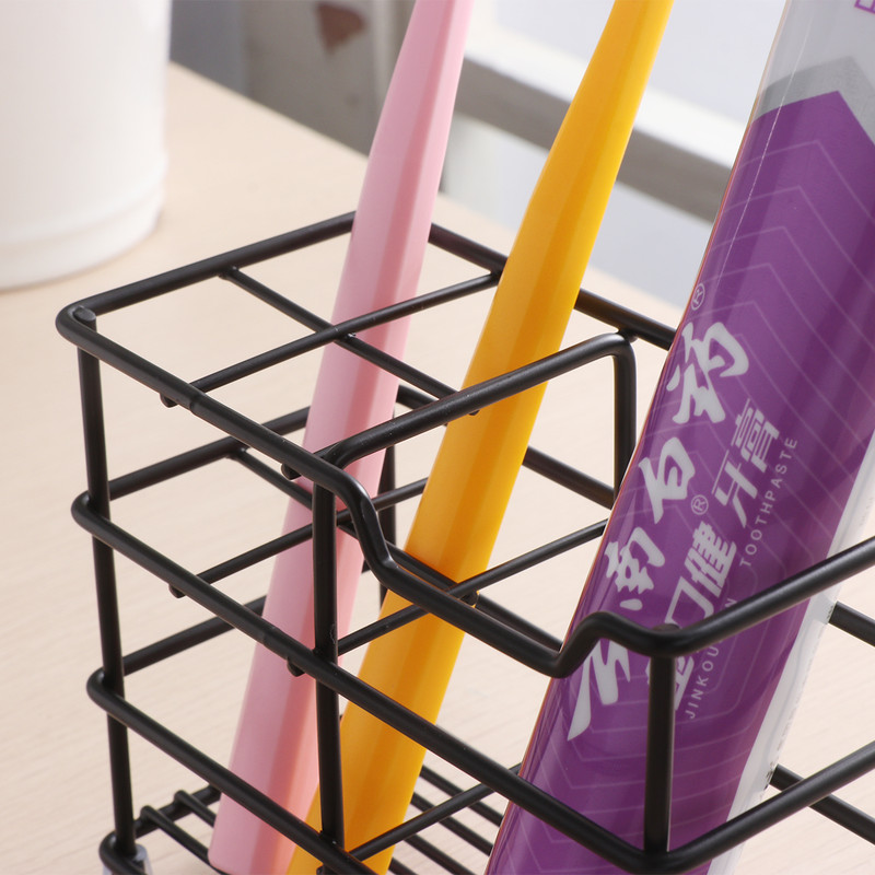 Four-section Toothpaste and Toothbrush Holder-Black - Image 6