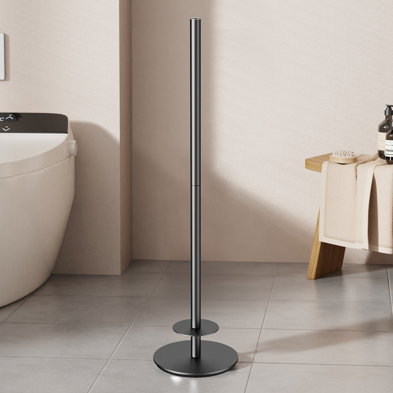 Household Floor-Standing Single-Pole Long Tissue Paper Holder-Black - Image 4