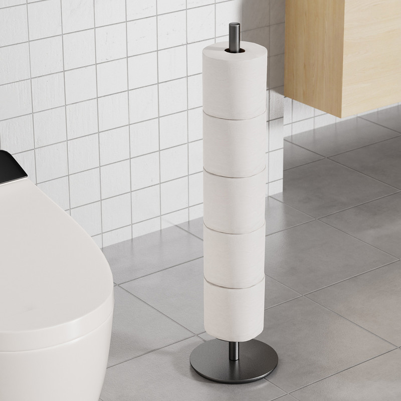 Household Floor-Standing Single-Pole Long Tissue Paper Holder-Black - Image 5
