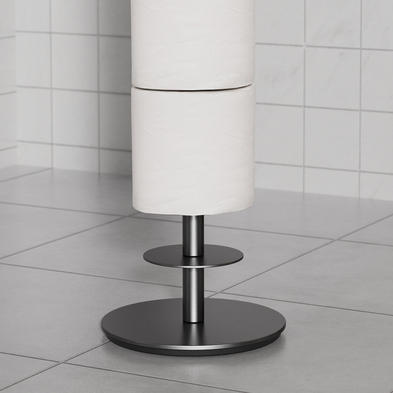 Household Floor-Standing Single-Pole Long Tissue Paper Holder-Black - Image 6