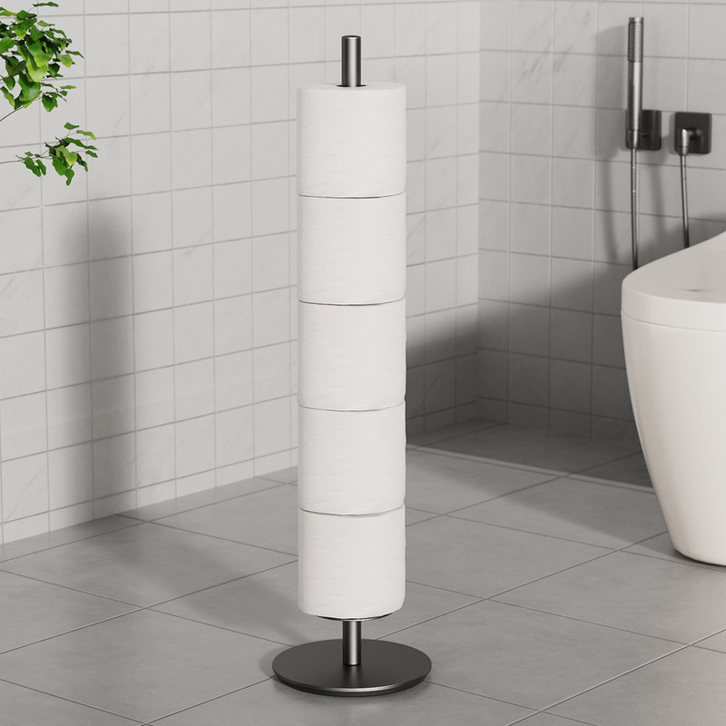 Household Floor-Standing Single-Pole Long Tissue Paper Holder-Black - Image 7