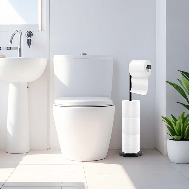Floor Standing Toilet Paper Holder-Black - Image 4