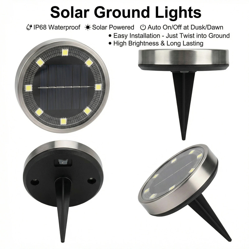 30pcs Solar Ground Lights IP68 Waterproof Warm Light High Brightness Auto On/Off Long Lasting - Image 1