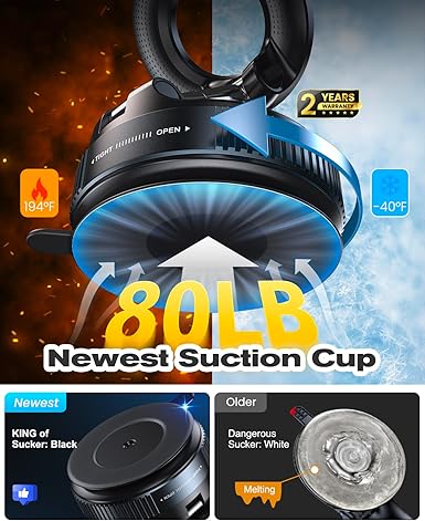 Suction Cup Phone Mount , 360° Adjustable Magnetic Car Phone Holder, Pocket Size Foldable Car Mount, Cell Phone Holders for Your Car for iPhone Series- Black - Image 1