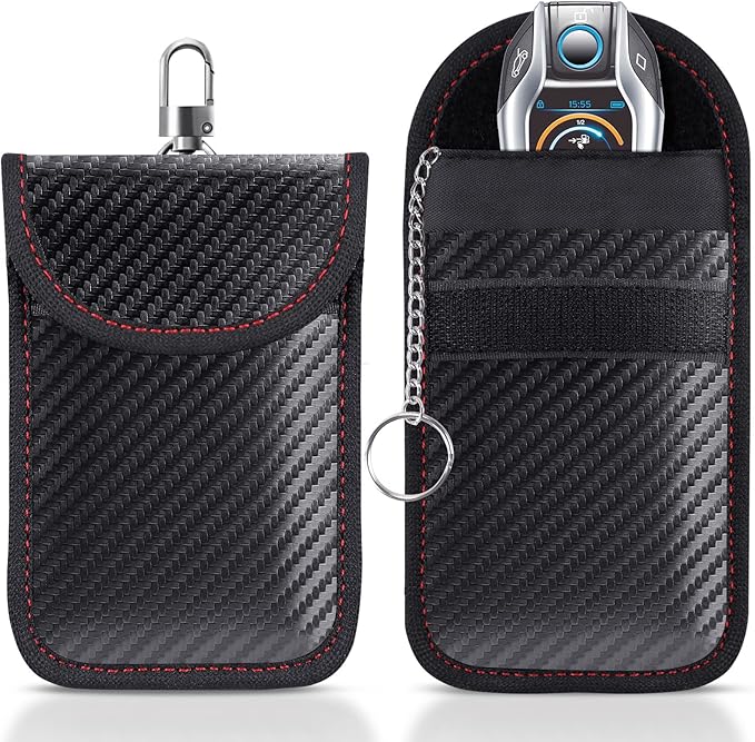 Faraday Pouch for car Keys,2 Pack Faraday Bag Car Key Signal Blocking Pouch ， Keyless Entry Car Keys Case | RFID Blocker Bag for Car Security ，Anti-Theft Remote Entry Keyless Protect-Black - Image 1