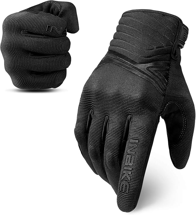 Breathable Mesh Motorcycle Gloves Touchscreen with TPR Palm Pad Hard Knuckle-Back-Small - Image 1