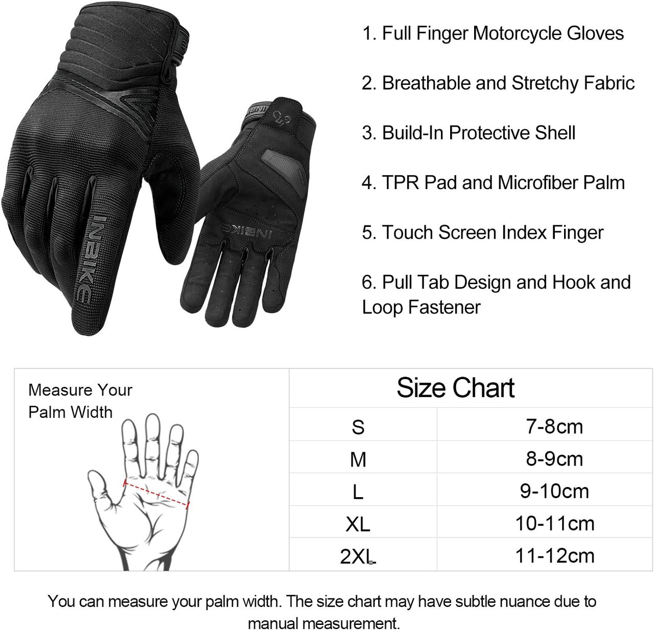 Breathable Mesh Motorcycle Gloves Touchscreen with TPR Palm Pad Hard Knuckle-Back-Small - Image 2