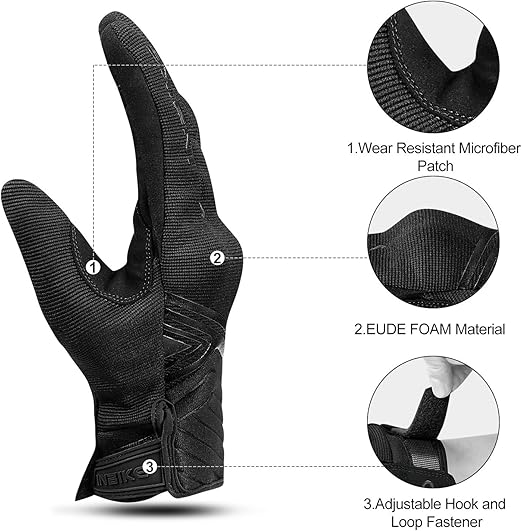 Breathable Mesh Motorcycle Gloves Touchscreen with TPR Palm Pad Hard Knuckle-Black-XLarge - Image 5