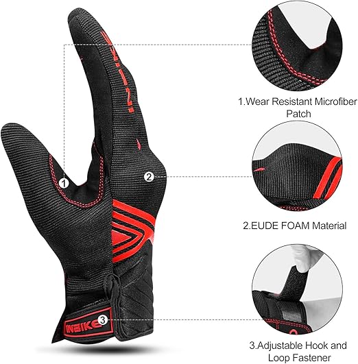 Breathable Mesh Motorcycle Gloves Touchscreen with TPR Palm Pad Hard Knuckle-Red-Large - Image 4