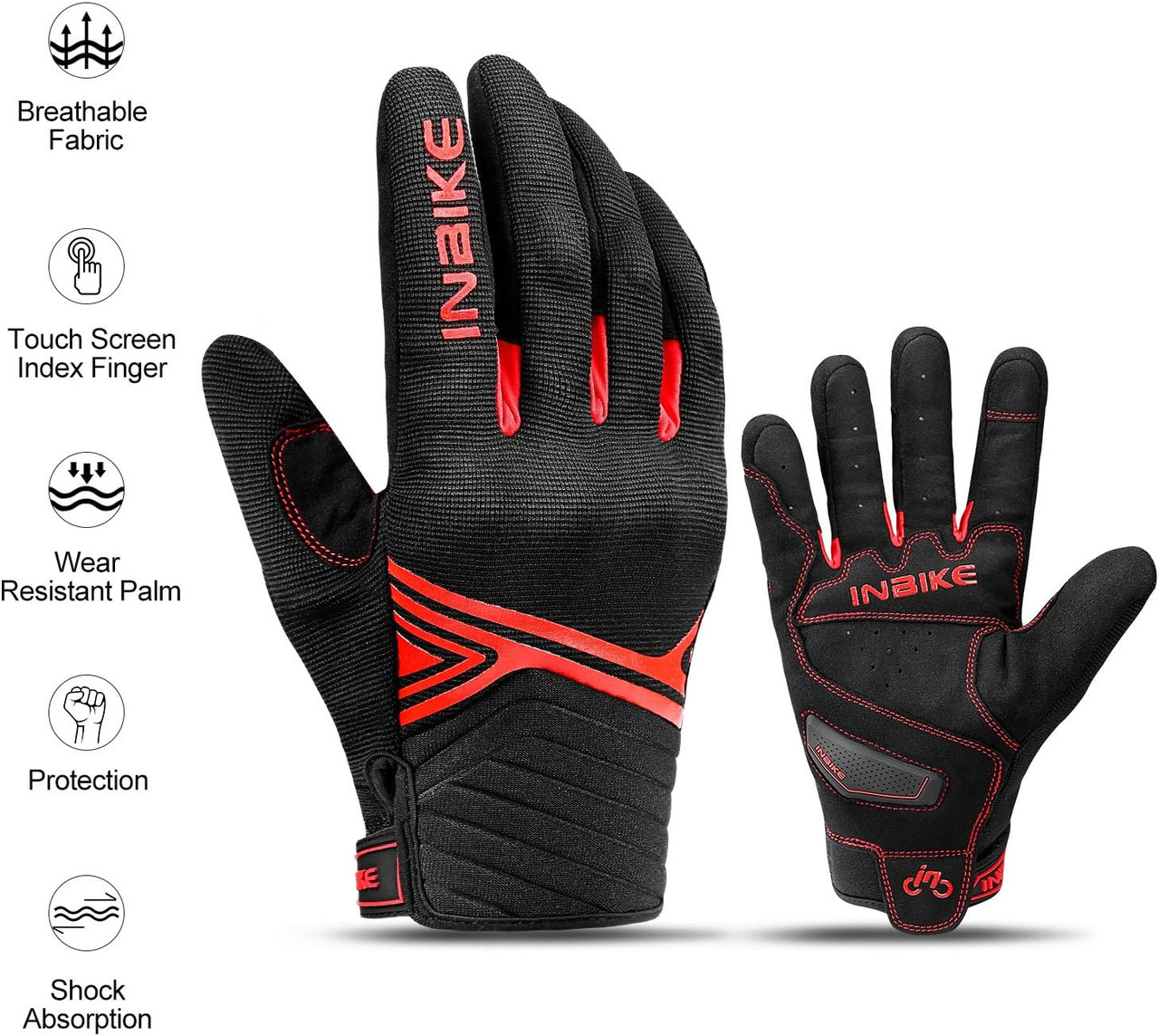 Breathable Mesh Motorcycle Gloves Touchscreen with TPR Palm Pad Hard Knuckle-Red-XLarge - Image 3