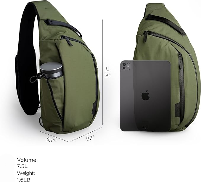Crossbody Left Shoulder 7.5L - Crossbody Bag Men,Sling Backpack - Fits 12