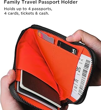 Travel Wallet - RFID Passport Holder, Self Locking Zipper Wear & Tear-Resistant Material, 3 Passport Pockets and 4 Card Slots - HUB Accessories-Blue - Image 2