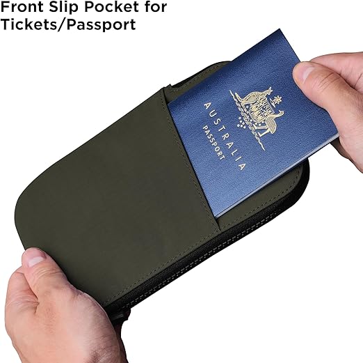 Travel Wallet - RFID Passport Holder, Self Locking Zipper Wear & Tear-Resistant Material, 3 Passport Pockets and 4 Card Slots - HUB Accessories-Blue - Image 3