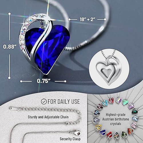 Infinity Love Heart Necklace, Birthstone Necklace for Women, Jewelry for Women with Healing Crystals, Allergym Free Pendant Necklace-09b-September-Sapphire Blue - Image 2