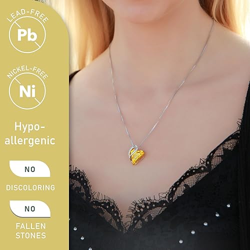 Infinity Love Heart Necklace, Birthstone Necklace for Women, Jewelry for Women with Healing Crystals, Allergy Free Pendant Necklace-11b-November-Citrine Yellow - Image 2