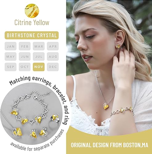 Infinity Love Heart Necklace, Birthstone Necklace for Women, Jewelry for Women with Healing Crystals, Allergy Free Pendant Necklace-11b-November-Citrine Yellow - Image 3