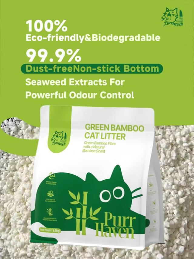 Purr Haven Green Bamboo Cat Litter | 10 Carton | 6 Packs Per Carton | 2.5kg Per Pack - Image 4