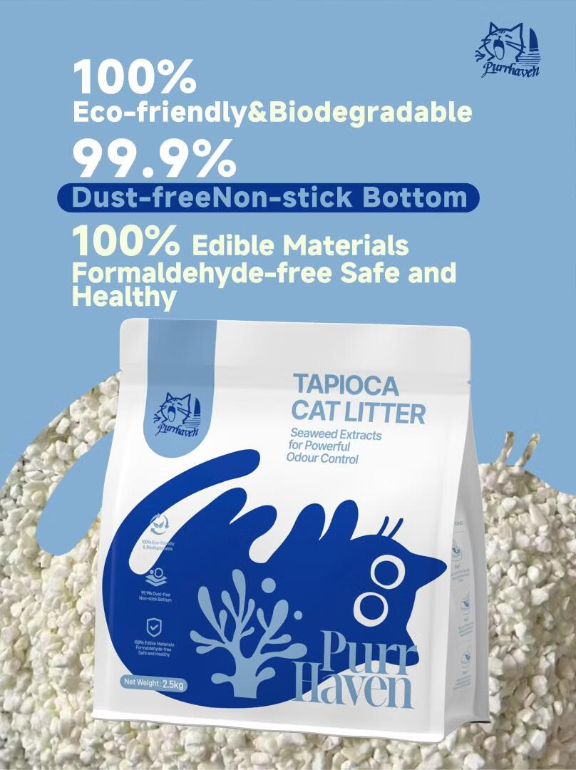 Purr Haven Tapioca Cat Litter | 3 Packs | 2.5 kg Per Pack - Image 3