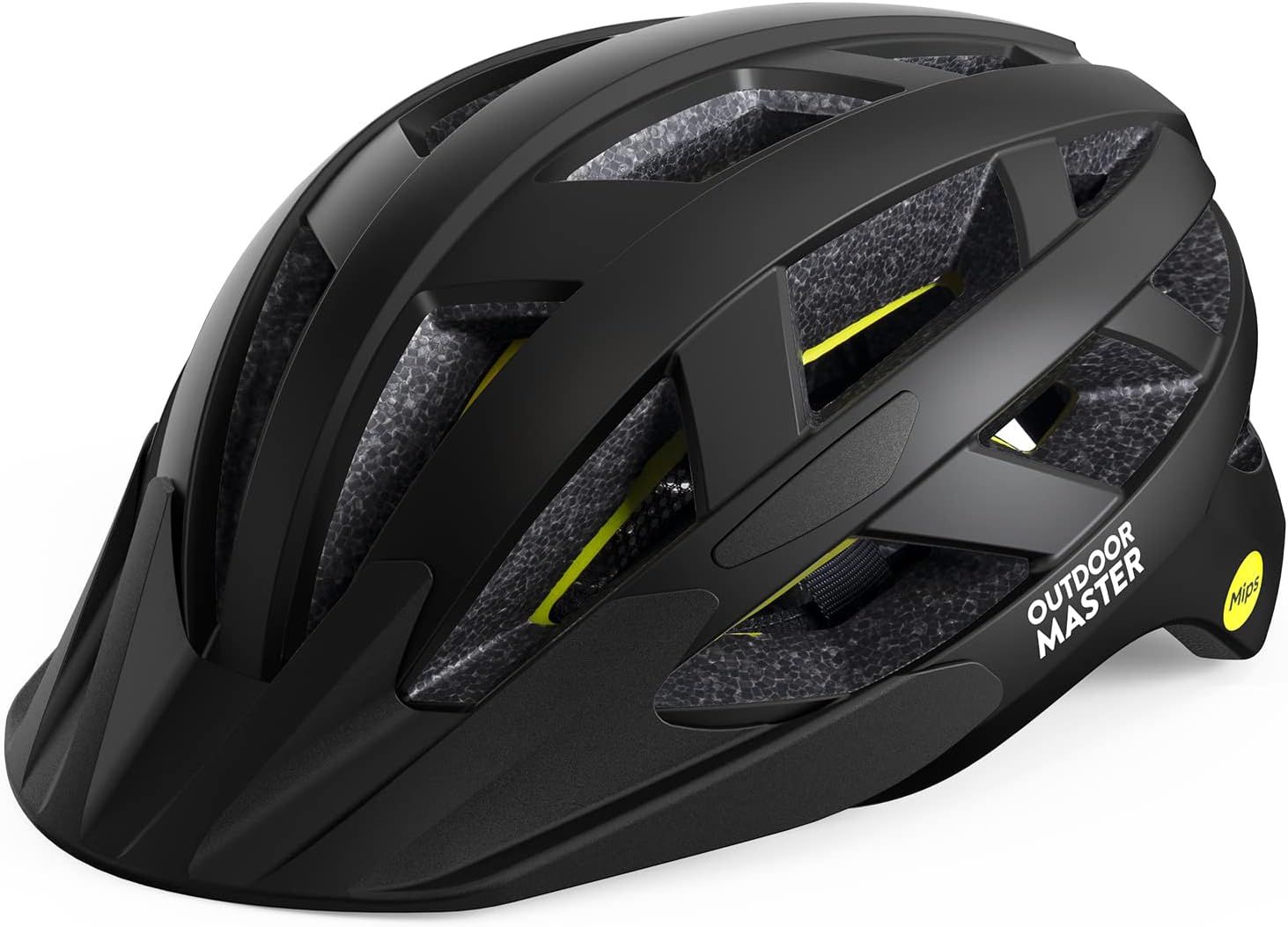 OutdoorMaster Bike Helmet Adult Men Women MIPS Certified Bicycle Helmet with Two Removable Liners & Ventilation Cycling Helmet for Mountain&Motorway-Carbon Black,Medium - Image 1