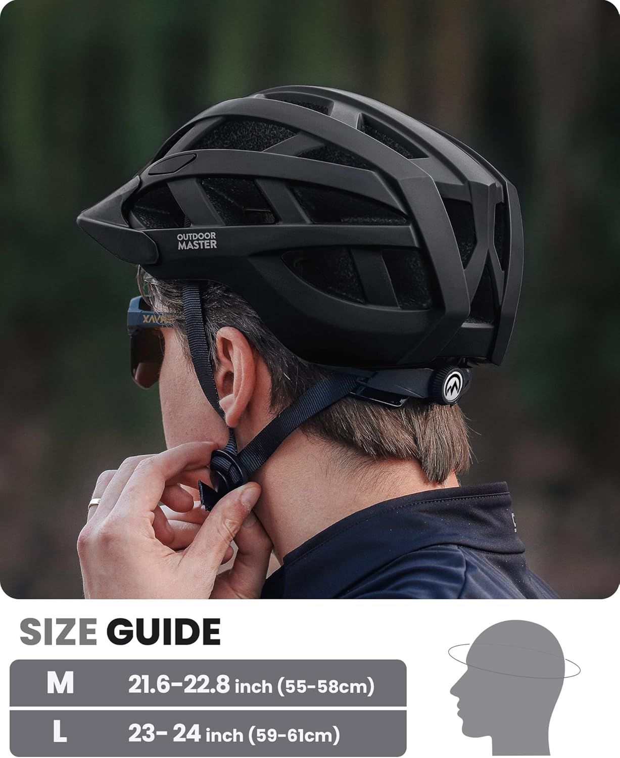 OutdoorMaster Bike Helmet Adult Men Women MIPS Certified Bicycle Helmet with Two Removable Liners & Ventilation Cycling Helmet for Mountain&Motorway-Carbon Black,Medium - Image 6