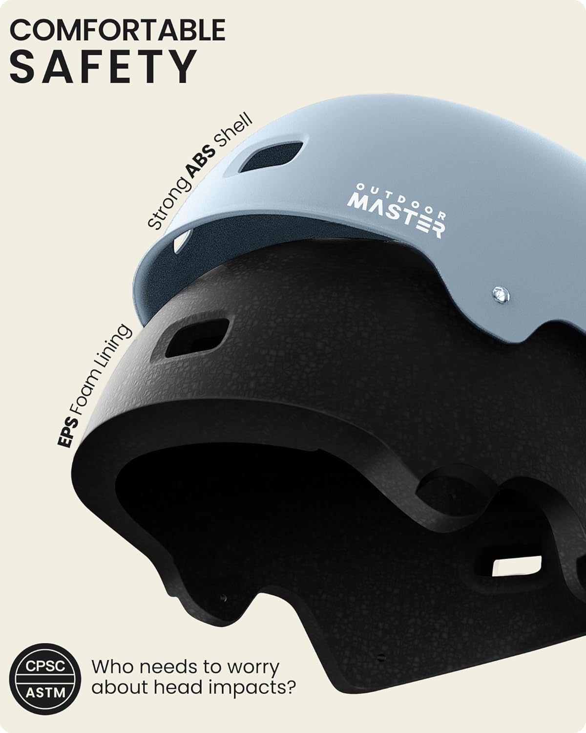 OutdoorMaster Skateboard Bike Helmet for Adults &Youth - Multi-Sport Certified Impact Resistant with 2 Removable Liners & Ventilation for Scooter, Skating-Large - Image 2