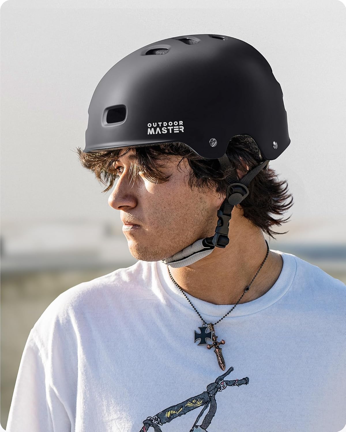 OutdoorMaster Skateboard Cycling Helmet - Two Removable Liners Ventilation Multi-Sport Scooter Roller Skate Inline Skating Rollerblading for  Adults-Black-Medium - Image 5
