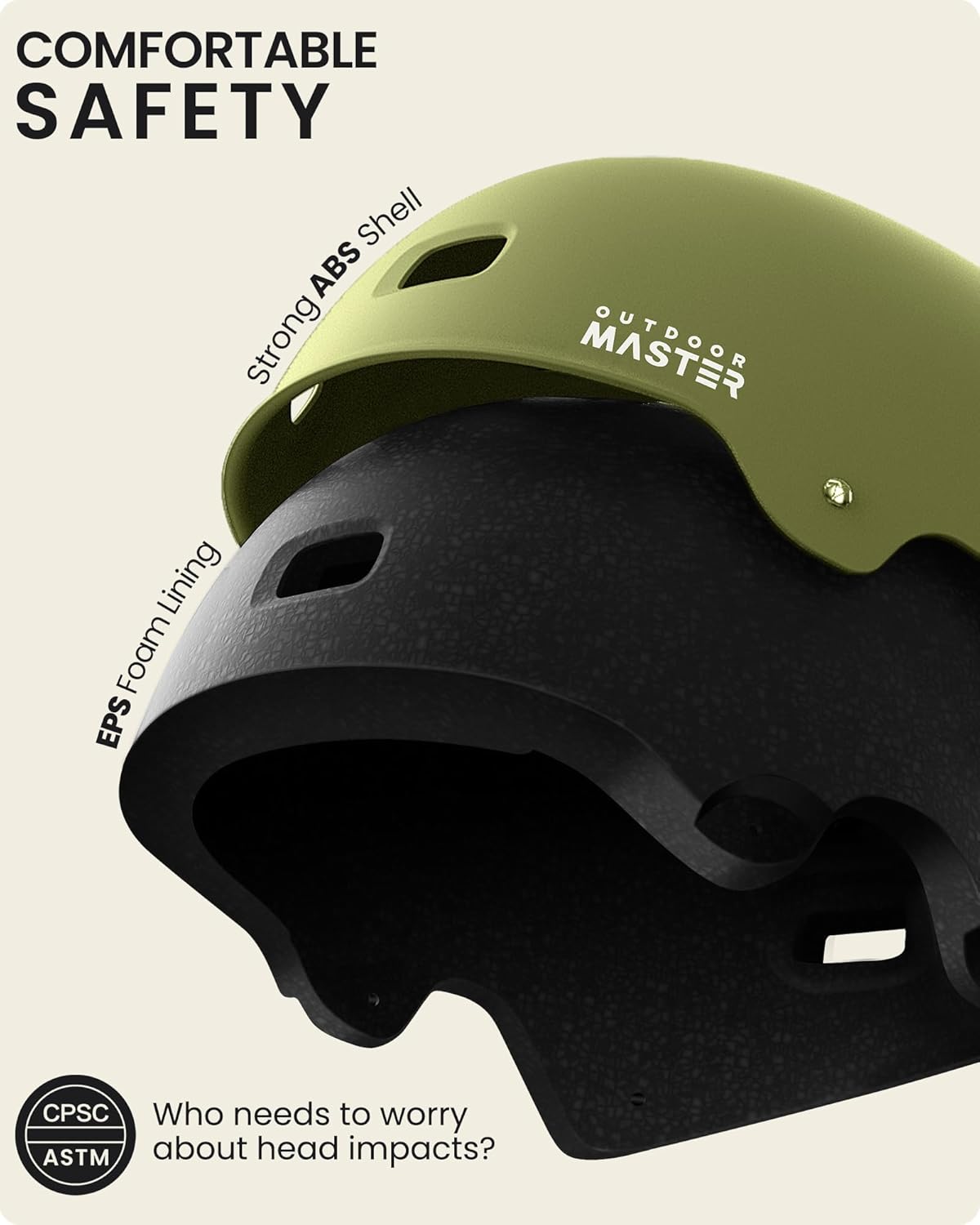 OutdoorMaster Skateboard Bike Helmet for Adults &Youth - Multi-Sport Certified Impact Resistant with 2 Removable Liners & Ventilation for Scooter, Skating-Matte Adventure Green-Large - Image 2