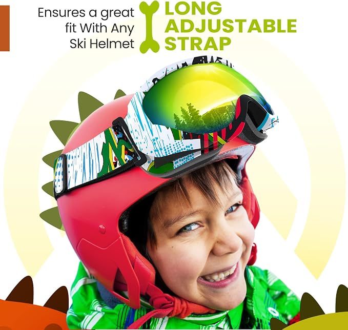 OutdoorMaster Kids Ski Goggles - Helmet Compatible Snow Goggles for Boys & Girls with 100% UV Protection-01VLT 13％-OM-6 - Image 2