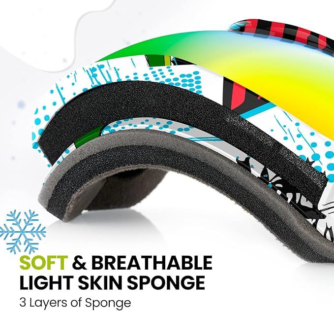 OutdoorMaster Kids Ski Goggles - Helmet Compatible Snow Goggles for Boys & Girls with 100% UV Protection-01VLT 13％-OM-6 - Image 4