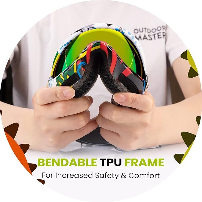 OutdoorMaster Kids Ski Goggles - Helmet Compatible Snow Goggles for Boys & Girls with 100% UV Protection-01VLT 13％-OM-6 - Image 5