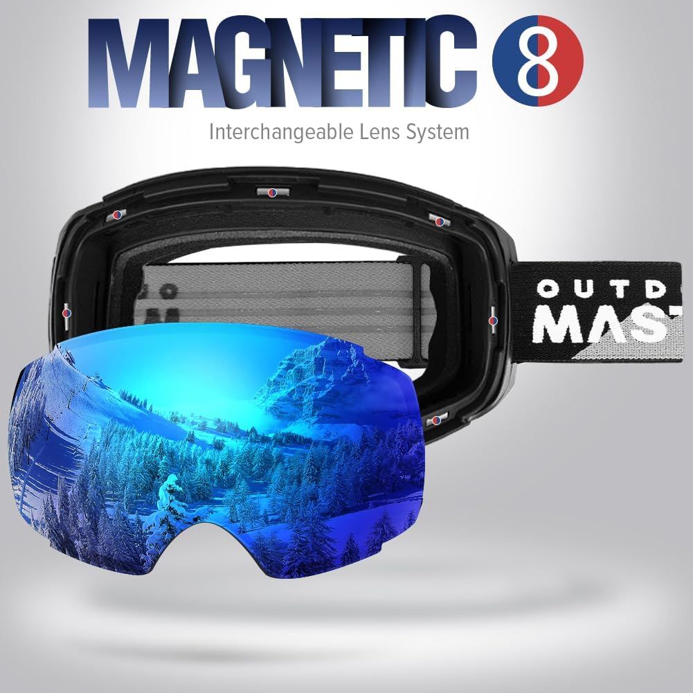 OutdoorMaster Ski Goggles PRO - Frameless, Interchangeable Lens 100% UV400 Protection Snow Goggles for Men & Women-OM-2 - Image 2