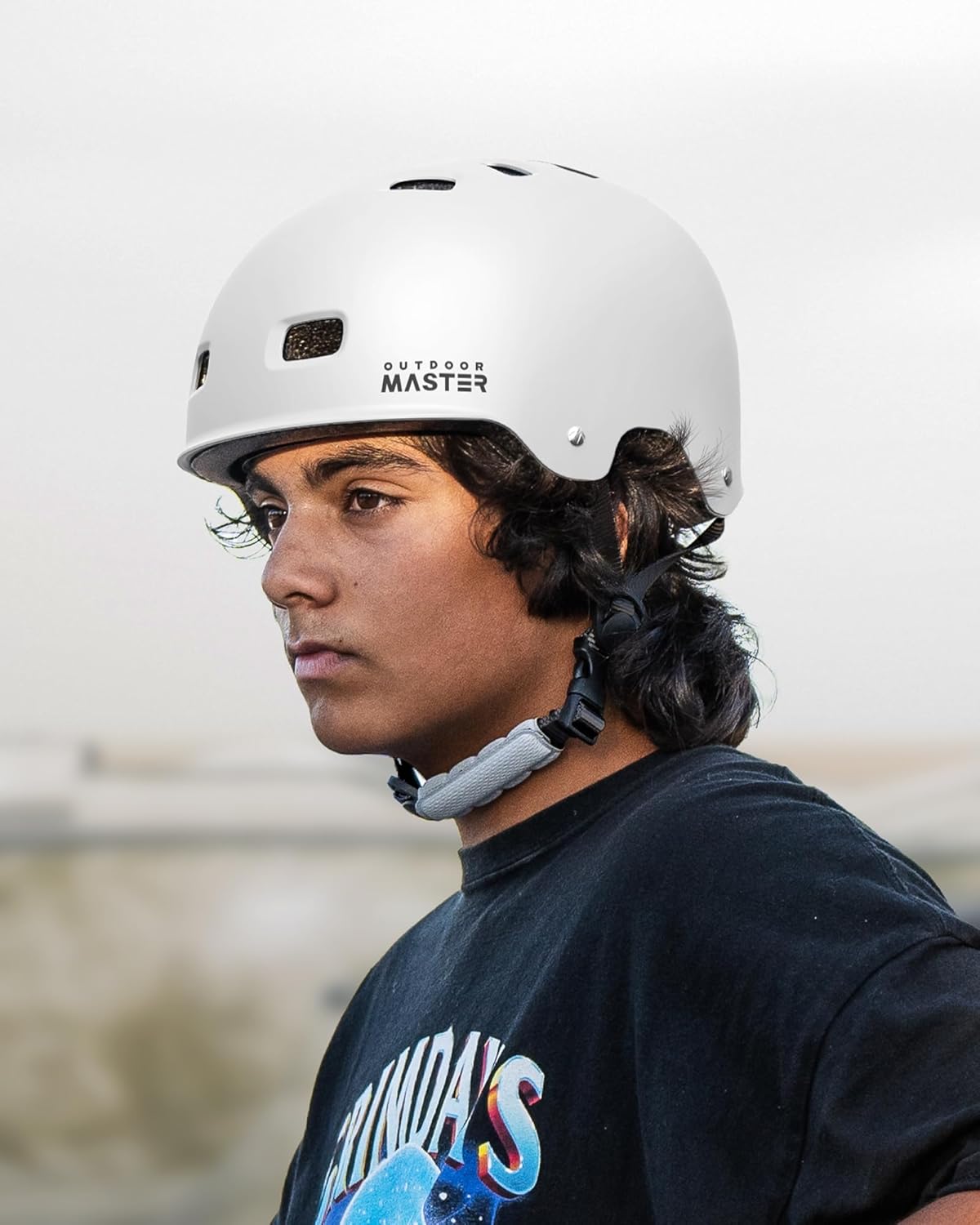 OutdoorMaster Skateboard Bike Helmet for Adults &Youth - Multi-Sport Certified Impact Resistant with 2 Removable Liners & Ventilation for Scooter, Skating-White-Large - Image 7