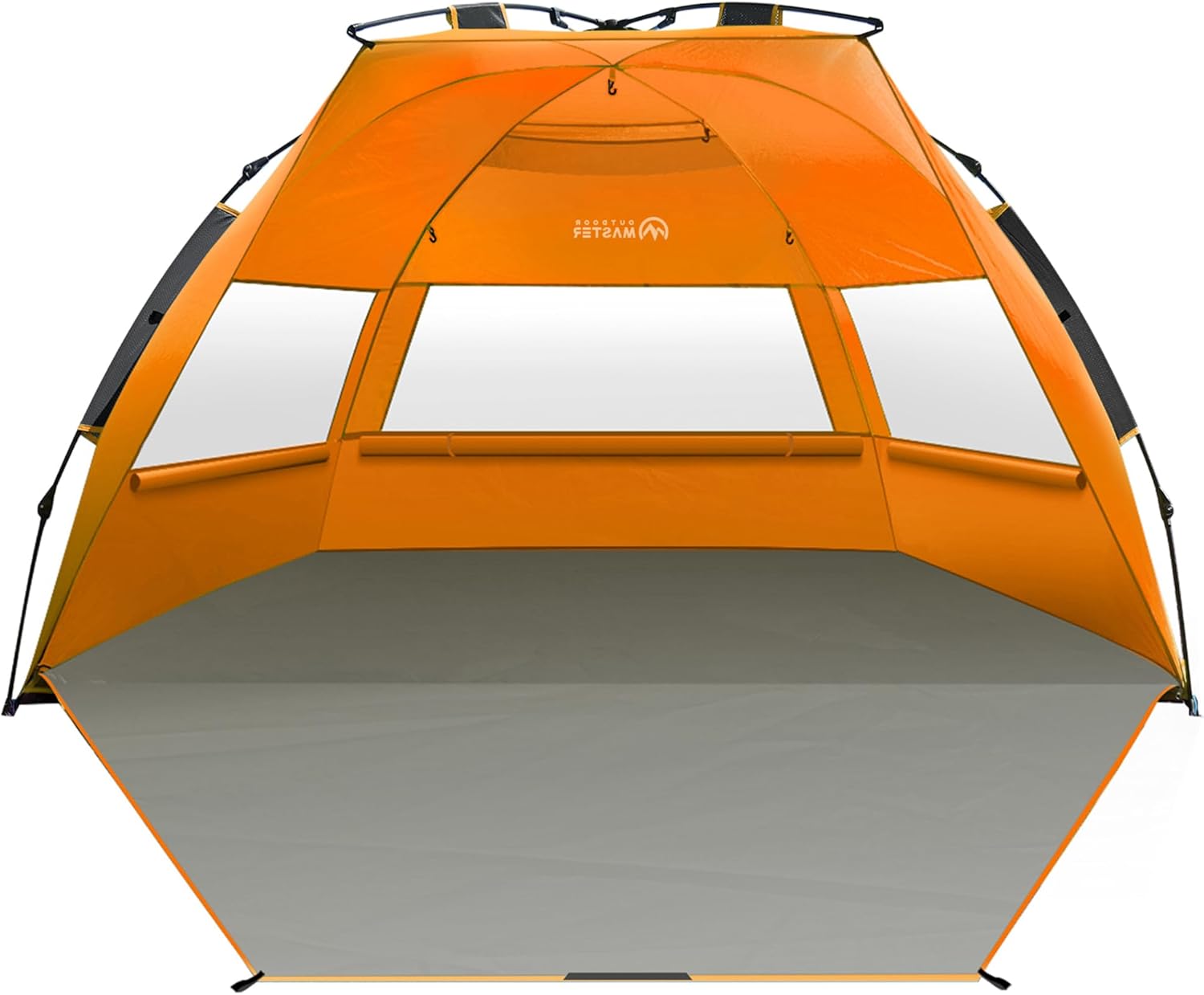 OutdoorMaster Pop Up 3-4 Person Beach Tent X-Large - Easy Setup, Portable Beach Shade Canopy Folding Sun Shelter with UPF 50+ UV Protection Removable Skylight Family Size (Orange) - Image 1