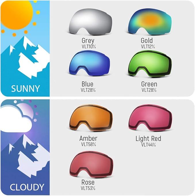 OutdoorMaster Kids Ski Goggles OTG Helmet Compatible, Anti-Fog Snow Goggles for Boys & Girls 100% UV Protection-A02-VLT10%-OM-4 - Image 4