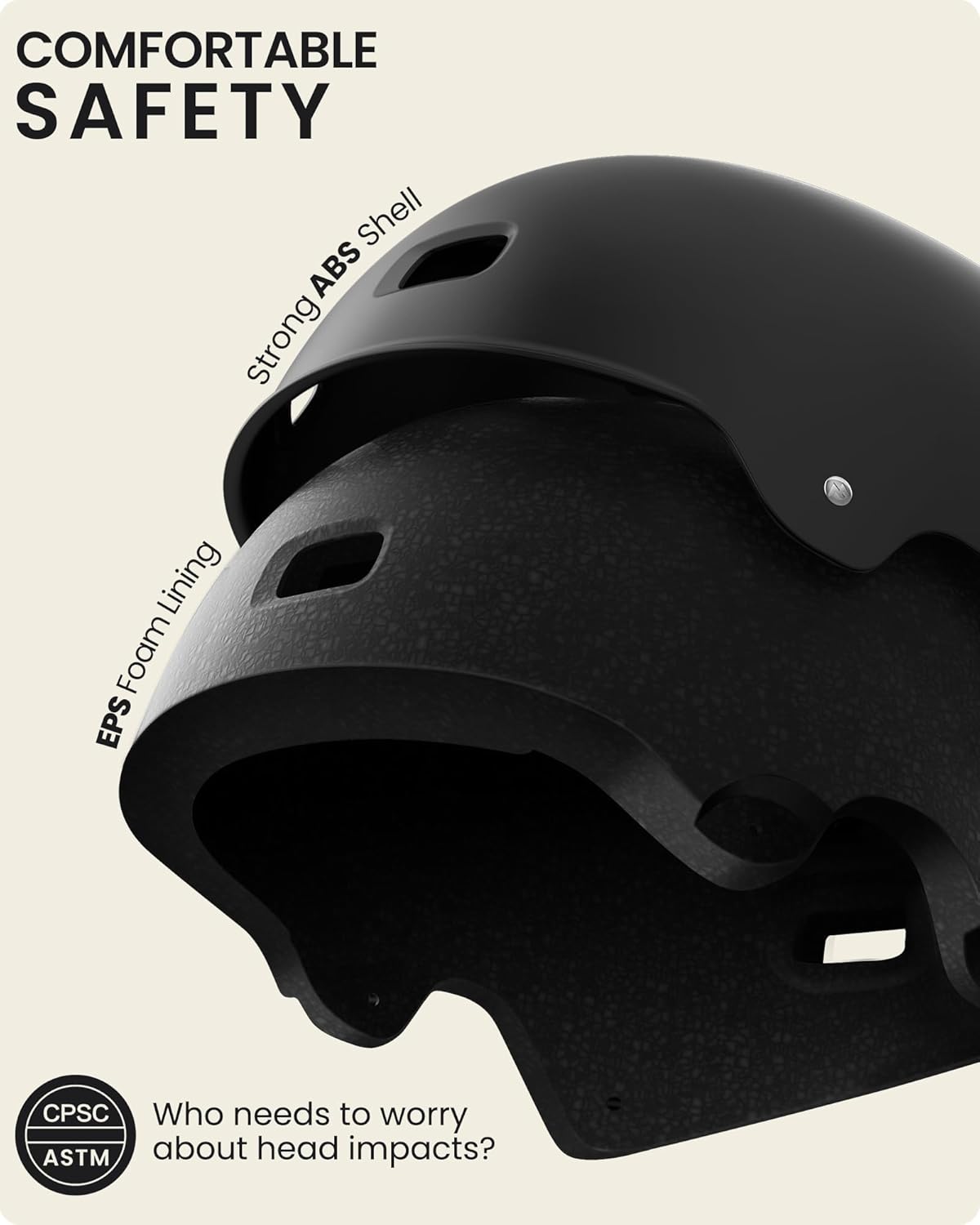 OutdoorMaster Skateboard Cycling Helmet - Two Removable Liners Ventilation Multi-Sport Scooter Roller Skate Inline Skating Rollerblading for  Adults-Black-Large - Image 2