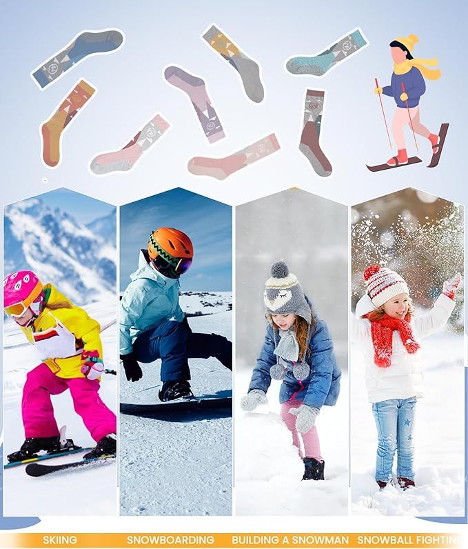OutdoorMaster Merino Wool Ski Socks for Kids Boys & Girls Thermal Winter Warm Snowboarding Cold Weather-Blue Mountains - 2 Pack,Small - Image 7