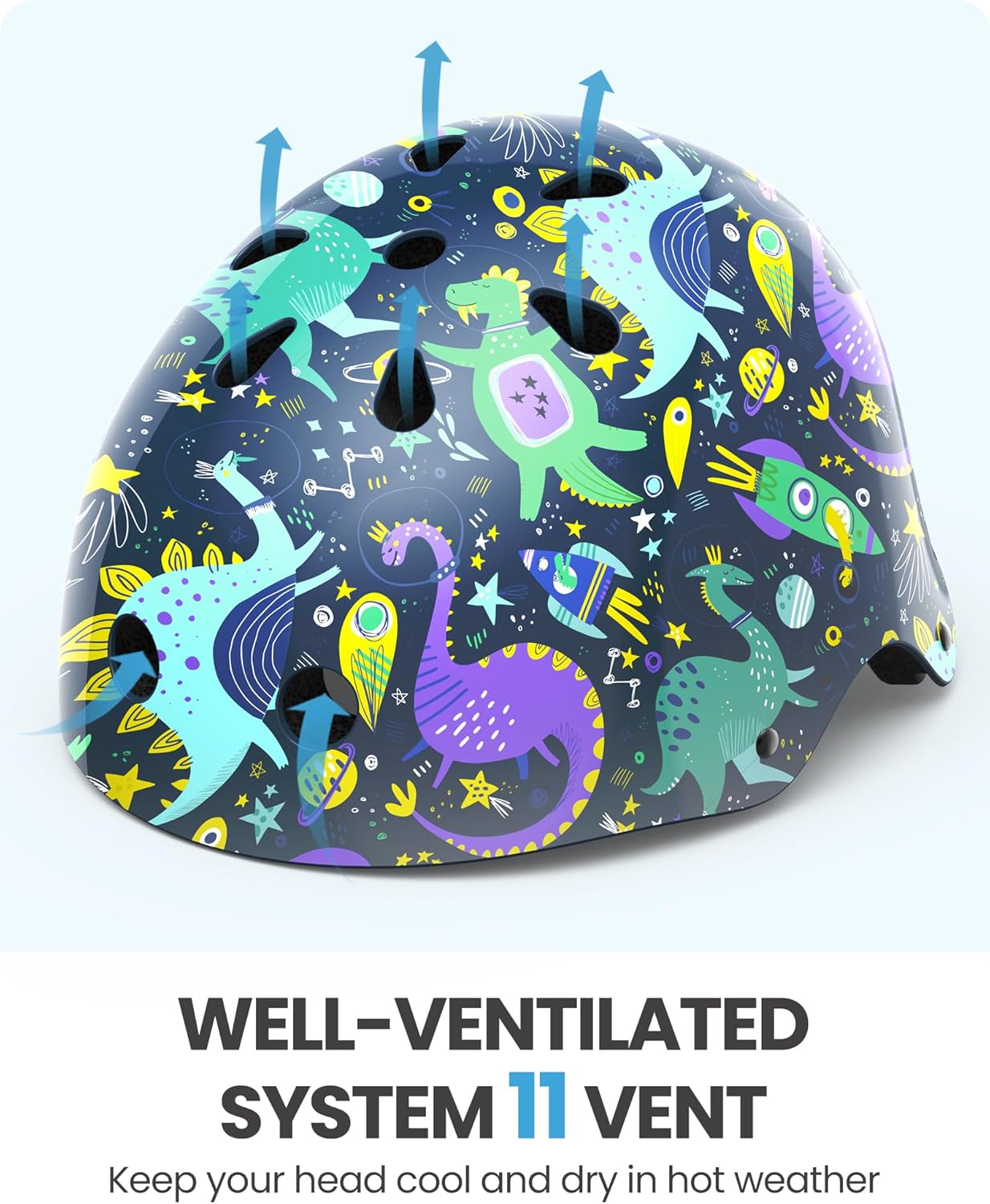 OutdoorMaster Youth & Kids Bike Helmet - Adjustable Multi-Sports Skateboard Helmet with Removable Liners for Balance Bike, Kids Scooter, One Wheel Hoverboard,Graffiti-style helmet-Dinoverse Madness-Small - Image 3