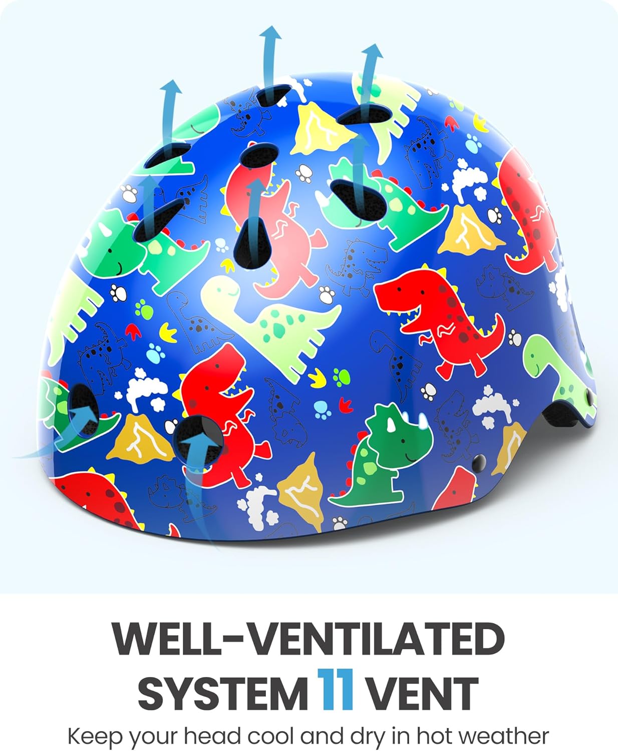 OutdoorMaster Youth & Kids Bike Helmet - Adjustable Multi-Sports Skateboard Helmet with Removable Liners for Balance Bike, Kids Scooter, One Wheel Hoverboard,Graffiti-style helmet-Dino Volcanoland-Large - Image 3