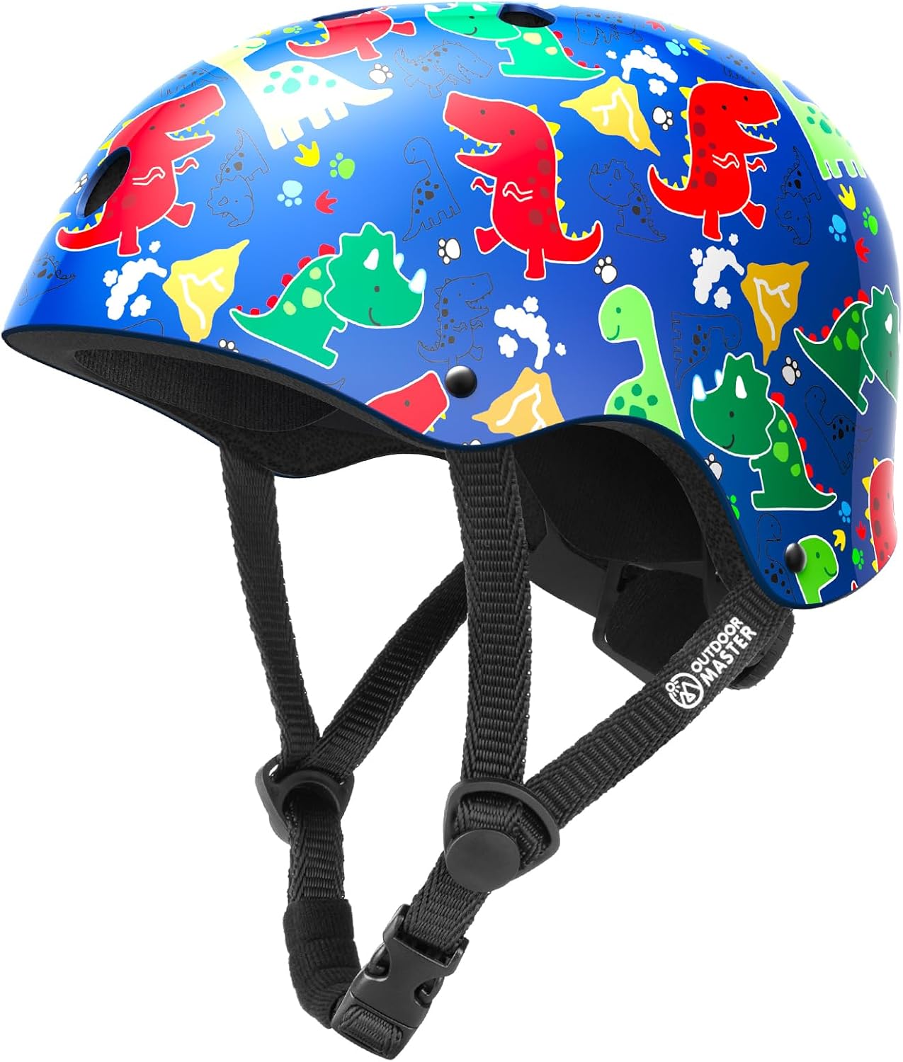 OutdoorMaster Youth & Kids Bike Helmet - Adjustable Multi-Sports Skateboard Helmet with Removable Liners for Balance Bike, Kids Scooter, One Wheel Hoverboard,Graffiti-style helmet-Dino Volcanoland-Medium - Image 1