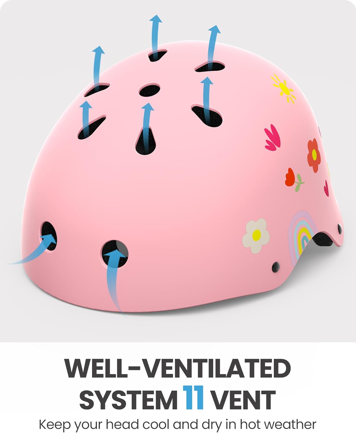 OutdoorMaster Youth & Kids Bike Helmet - Adjustable Multi-Sports Skateboard Helmet with Removable Liners for Balance Bike, Kids Scooter, One Wheel Hoverboard-Pink Flower-Small - Image 3