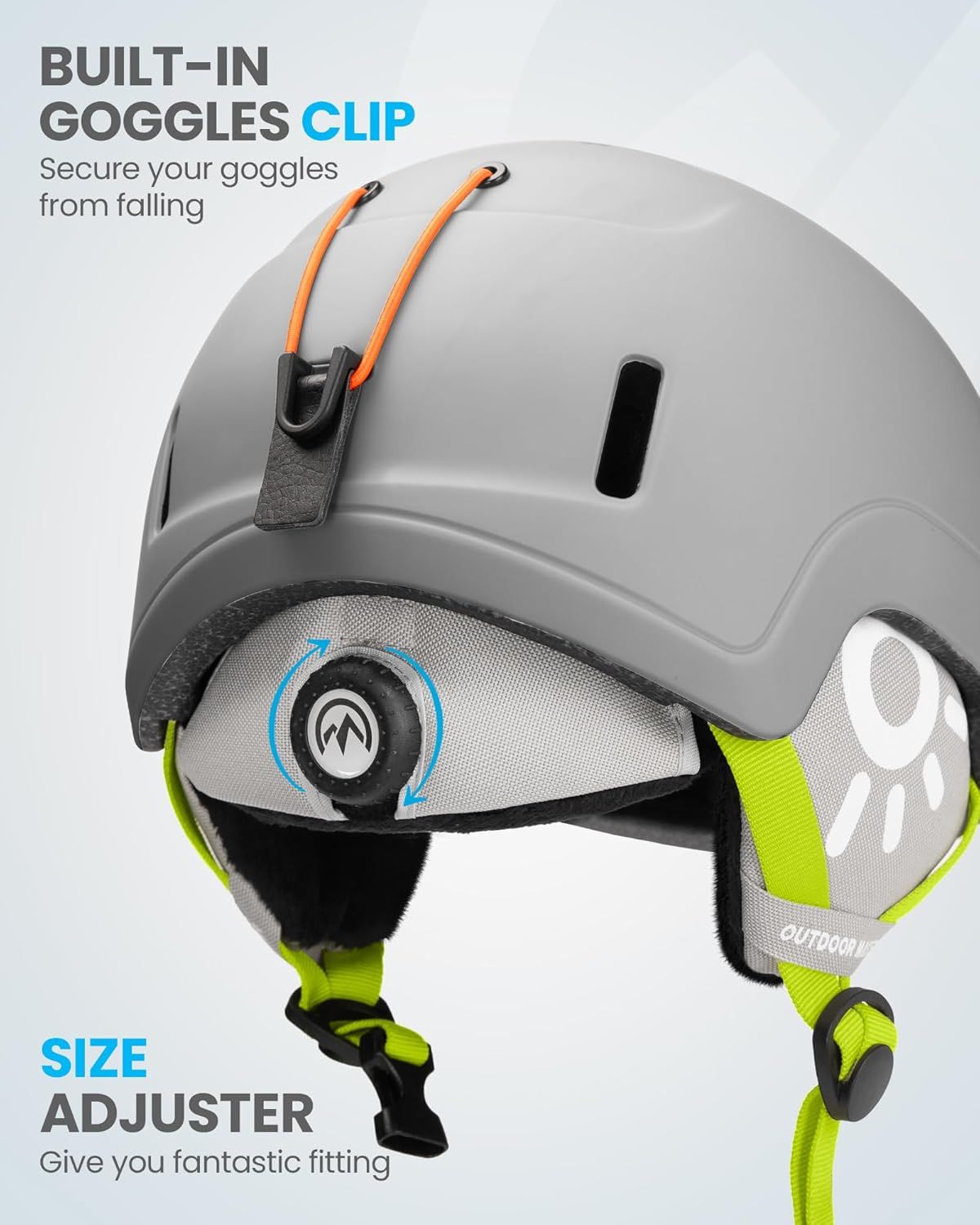 OutdoorMaster Children's Ski Helmet, Snowboard Helmet for Boys & Girls, Robust PC Shell & EPS Foam, 12 Ventilation Holes, Adjustable Snow Sports Helmet, Certified Snow Sports and Snowboard Helmet-Matte Grey,48-52cm X-Small - Image 4