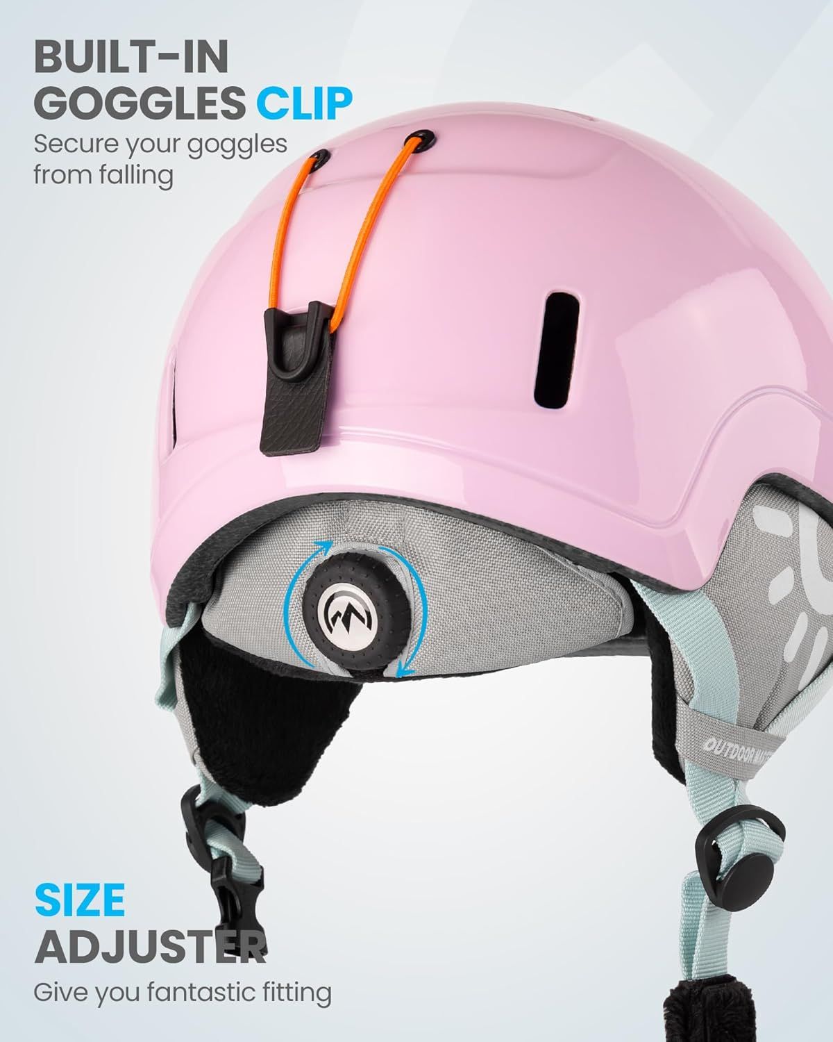 OutdoorMaster Children's Ski Helmet, Snowboard Helmet for Boys & Girls, Robust PC Shell & EPS Foam, 12 Ventilation Holes, Adjustable Snow Sports Helmet, Certified Snow Sports and Snowboard Helmet-Glossy Pink,52-56cm Small - Image 4