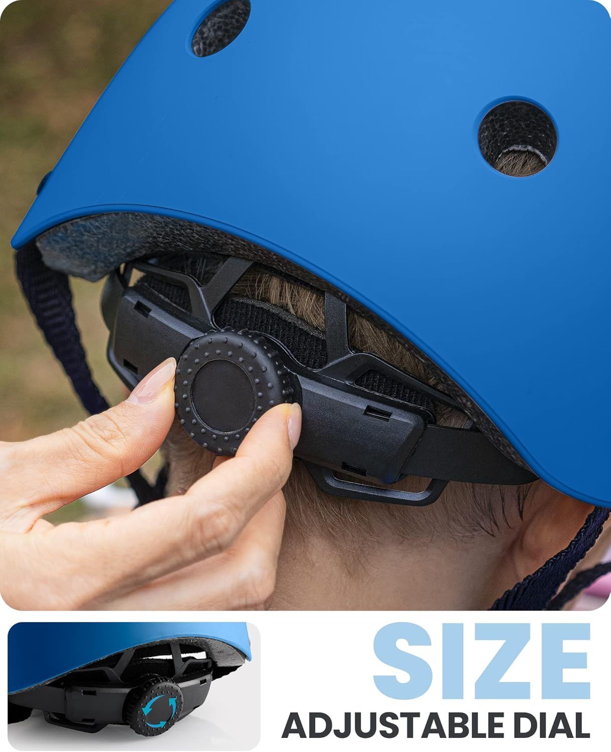 OutdoorMaster Youth & Kids Bike Helmet - Adjustable Multi-Sports Skateboard Helmet with Removable Liners for Balance Bike, Toddler Scooter, One Wheel Hoverboard-Blue-L - Image 3