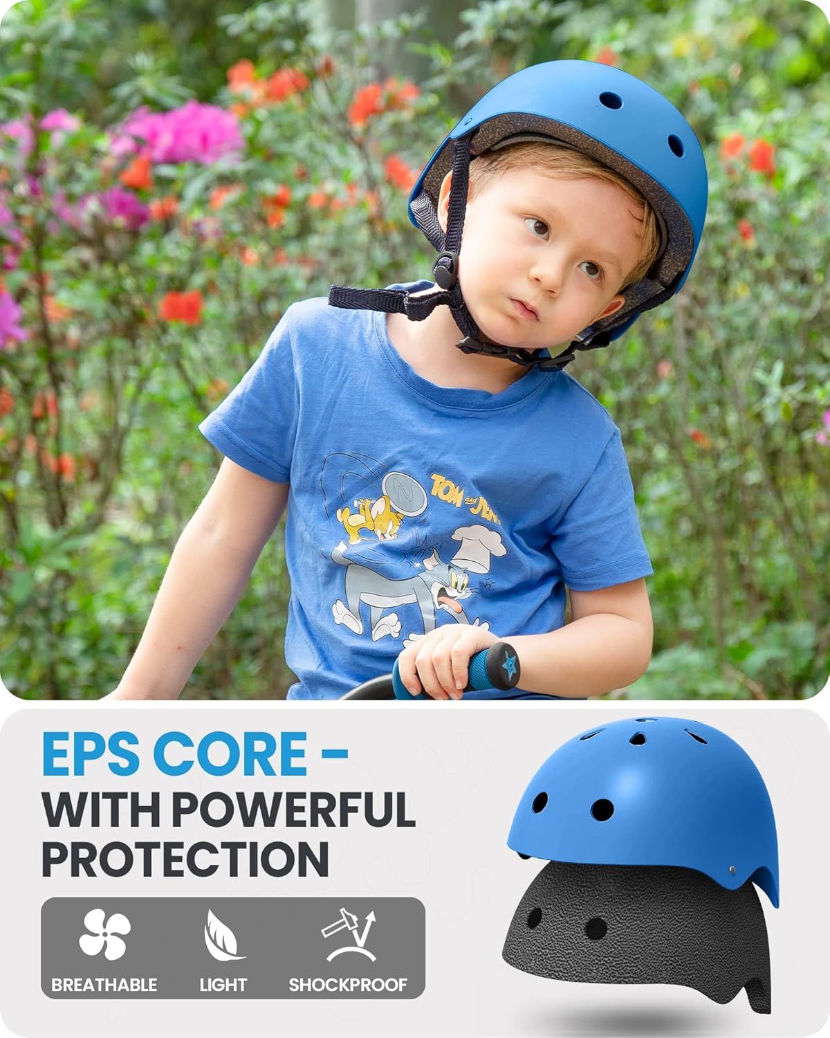 OutdoorMaster Youth & Kids Bike Helmet - Adjustable Multi-Sports Skateboard Helmet with Removable Liners for Balance Bike, Toddler Scooter, One Wheel Hoverboard-Blue-M - Image 6